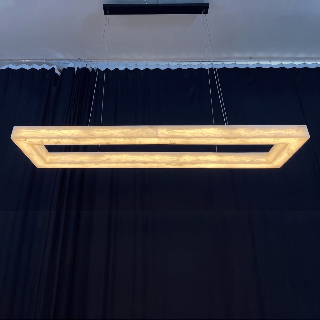 72 Inch Alabaster Rectangular LED Chandelier - Rivage Lueur