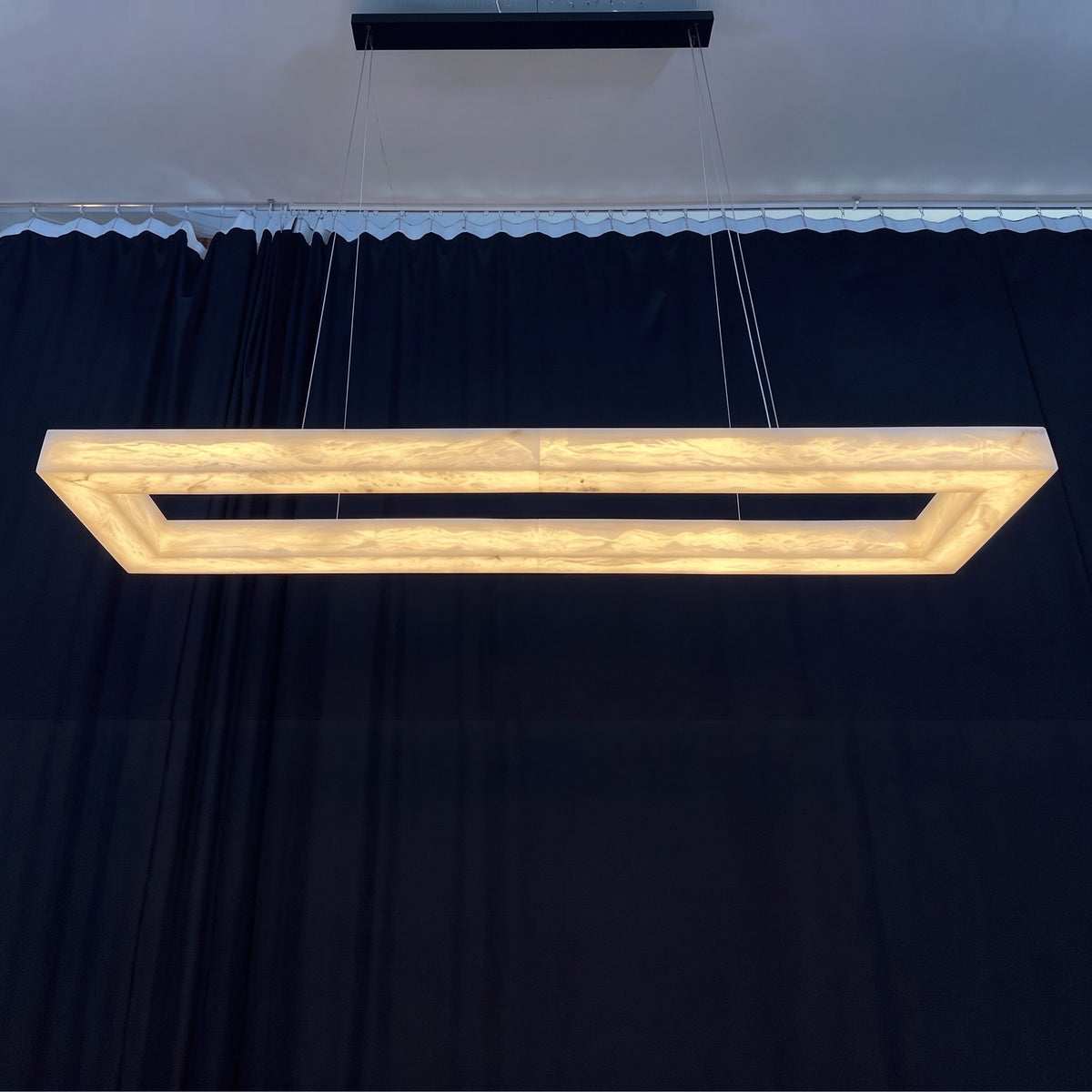 72 Inch Alabaster Rectangular LED Chandelier - Rivage Lueur