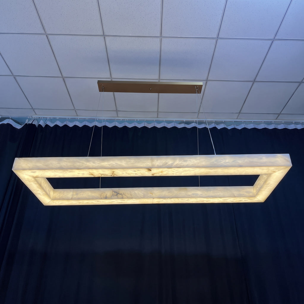 72 Inch Alabaster Rectangular LED Chandelier - Rivage Lueur