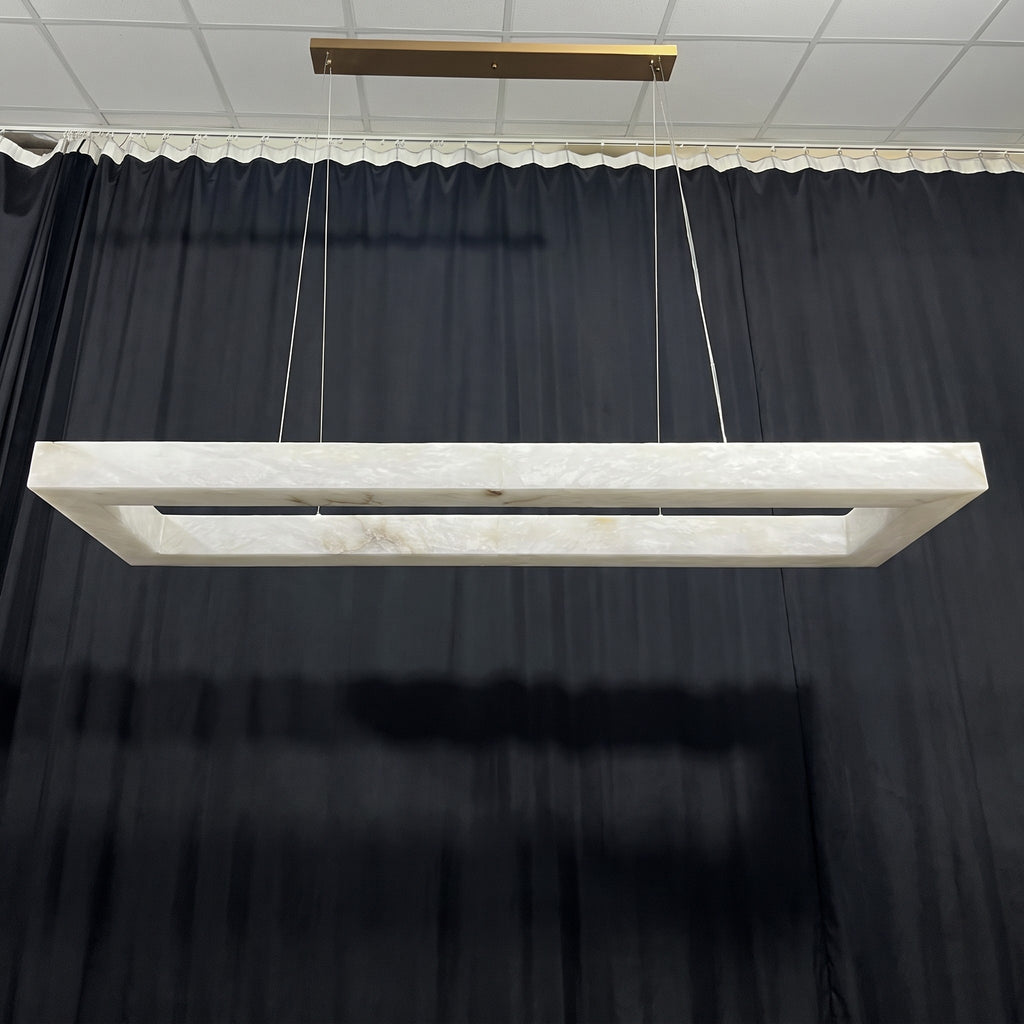 72 Inch Alabaster Rectangular LED Chandelier - Rivage Lueur