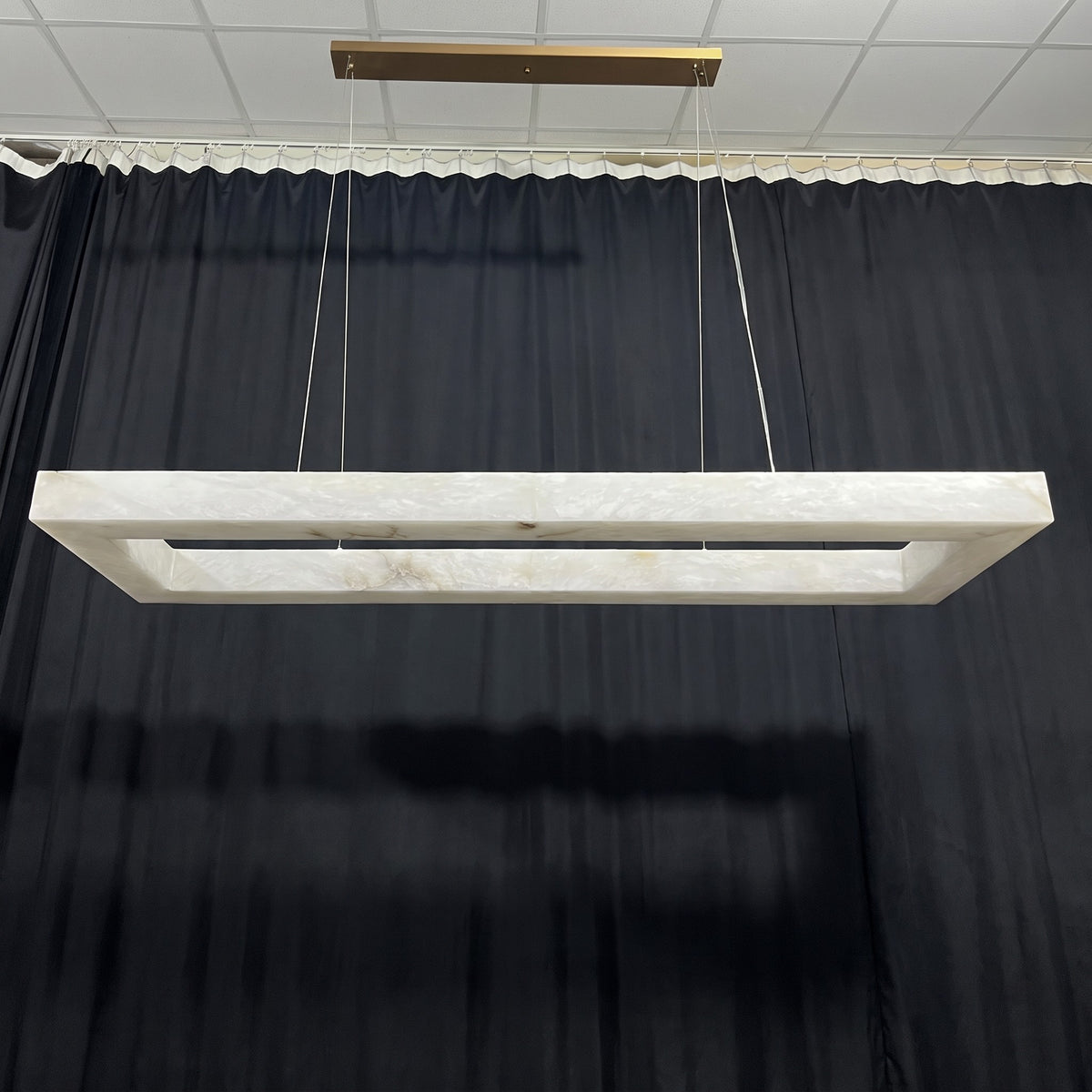 72 Inch Alabaster Rectangular LED Chandelier - Rivage Lueur
