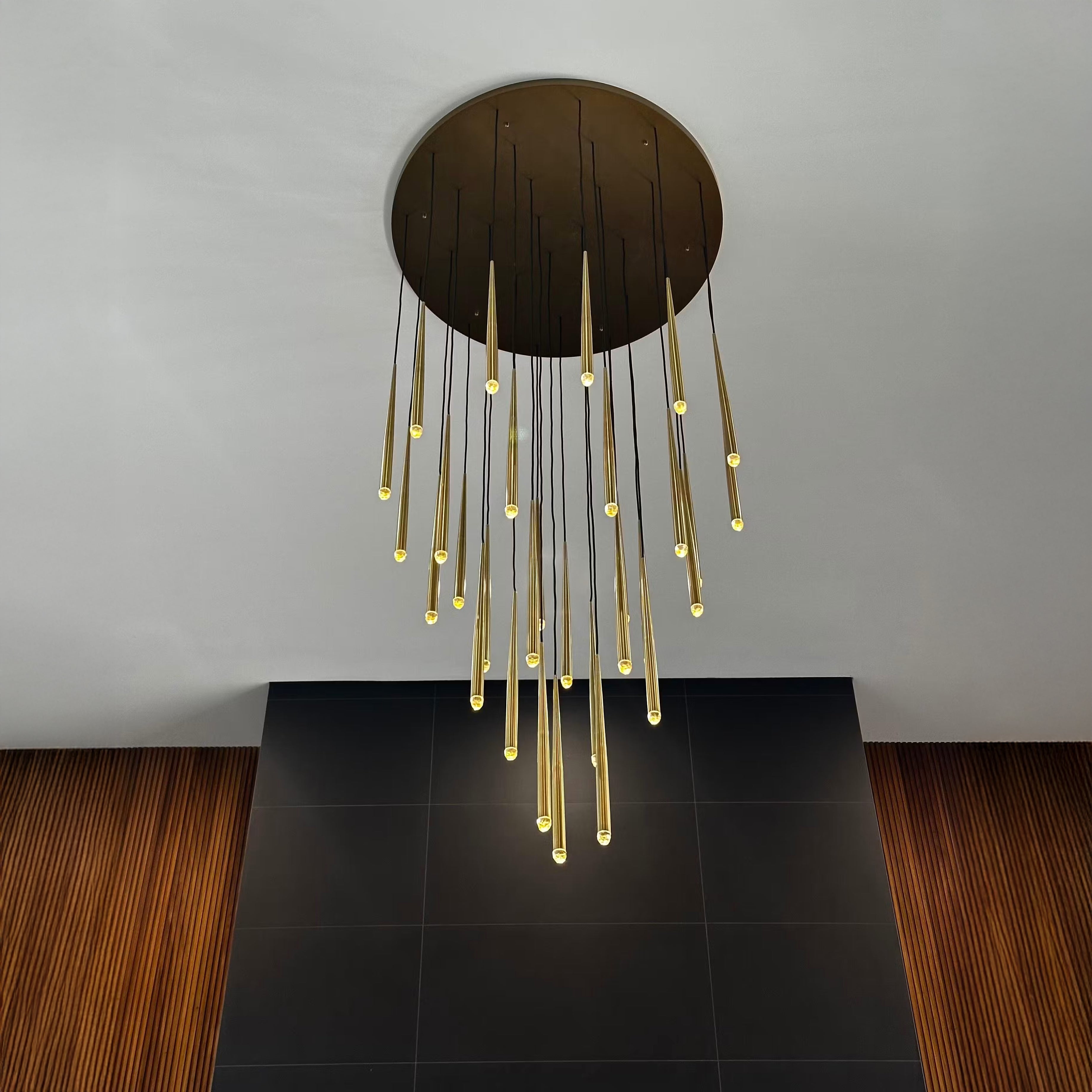48 Inch Cascading Rod Staircase Chandelier - Aquitaine