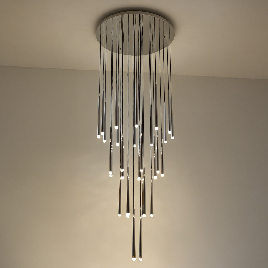 48 Inch Cascading Rod Staircase Chandelier - Aquitaine
