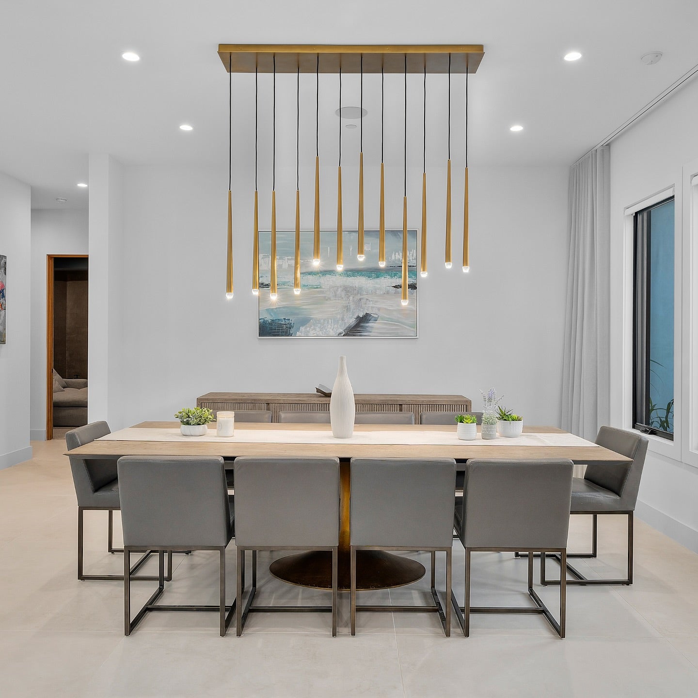 60 Inch Rod Linear Chandelier - Aquitaine