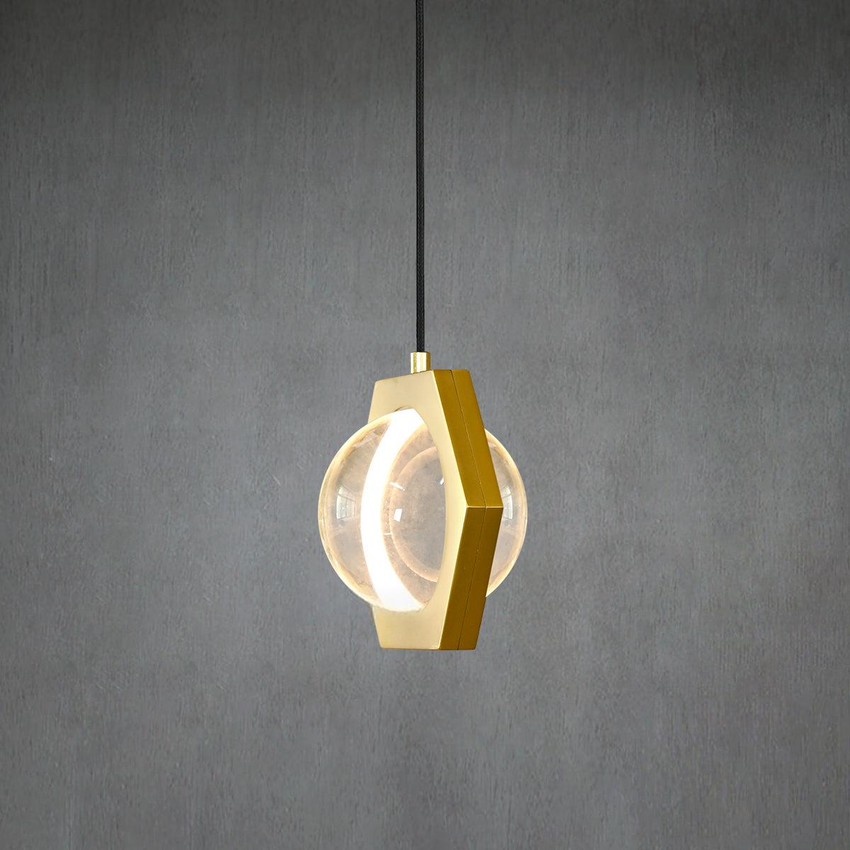 7 Inch Hexagonal Crystal Pendant Light - Eclatant