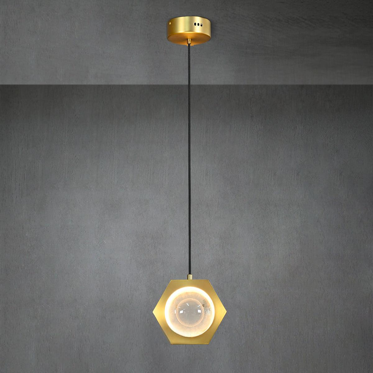 7 Inch Hexagonal Crystal Pendant Light - Eclatant