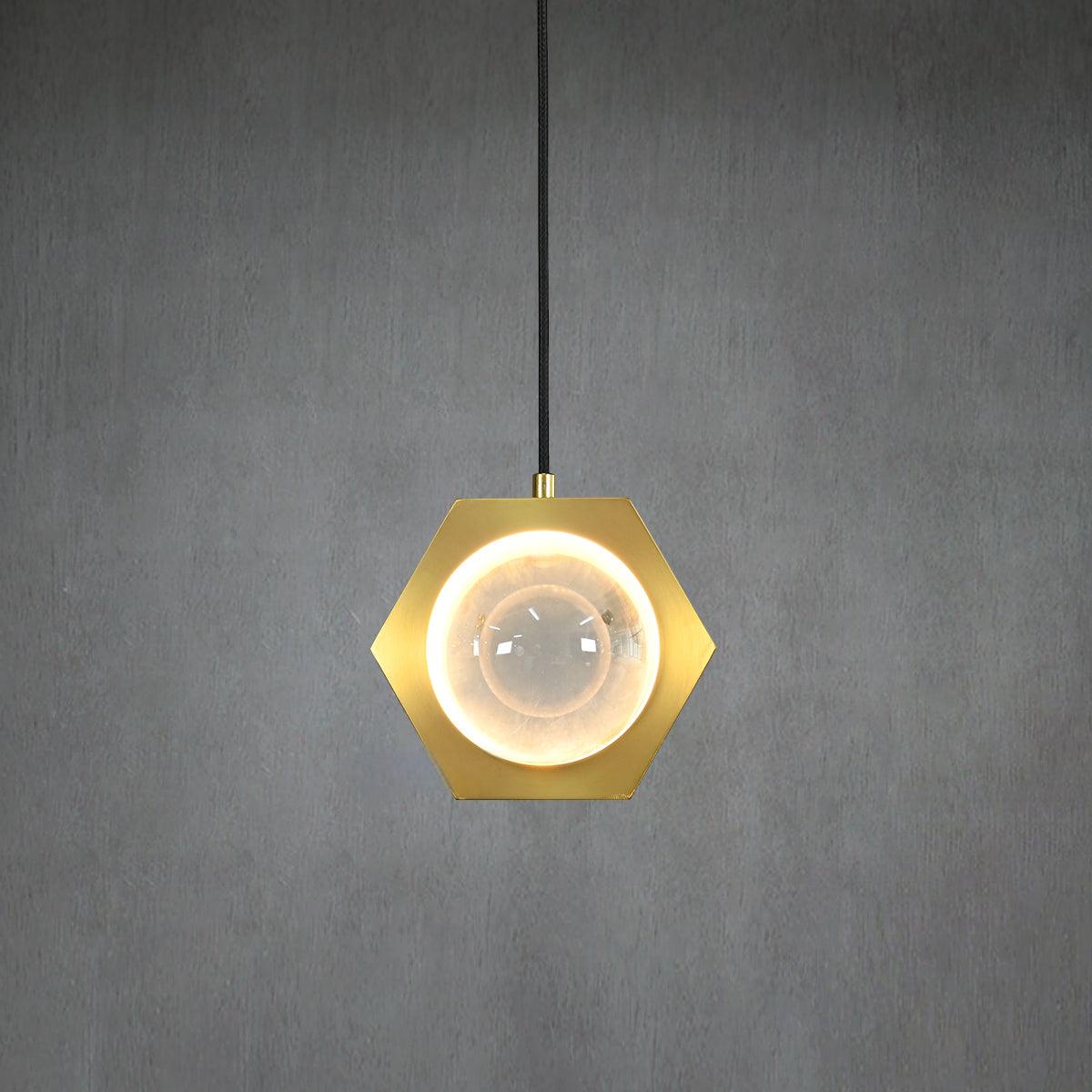 7 Inch Hexagonal Crystal Pendant Light - Eclatant