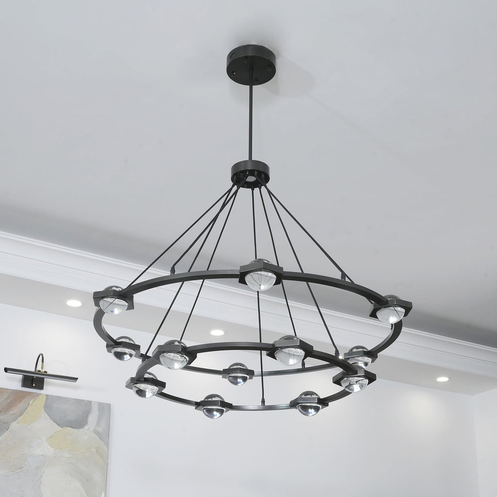 48 Inch Globe Crystal Tiered Ring Chandelier - Eclatant