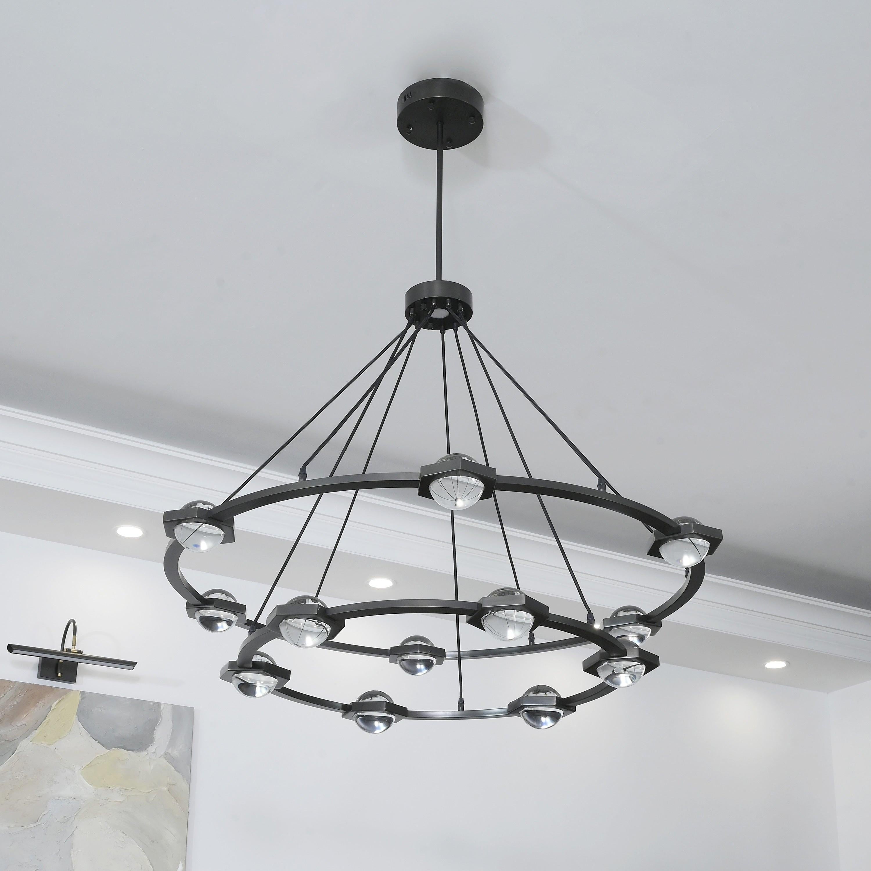 48 Inch Globe Crystal Tiered Ring Chandelier - Eclatant