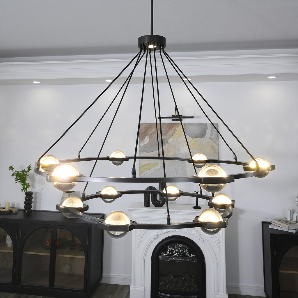 48 Inch Globe Crystal Tiered Ring Chandelier - Eclatant
