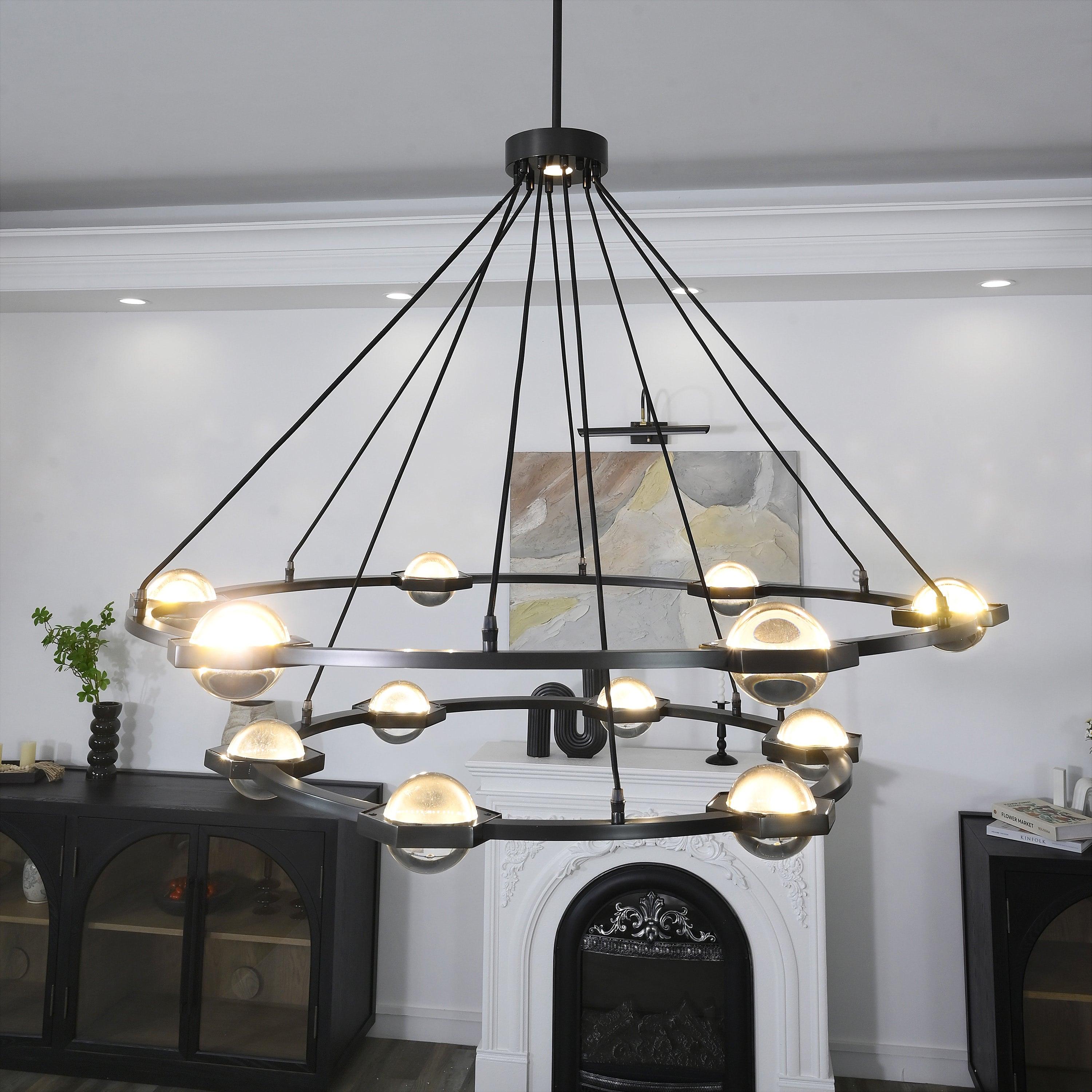 48 Inch Globe Crystal Tiered Ring Chandelier - Eclatant
