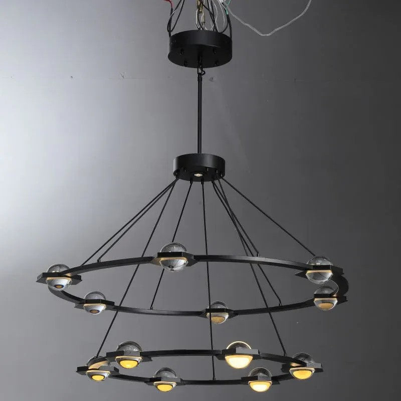 48 Inch Globe Crystal Tiered Ring Chandelier - Eclatant