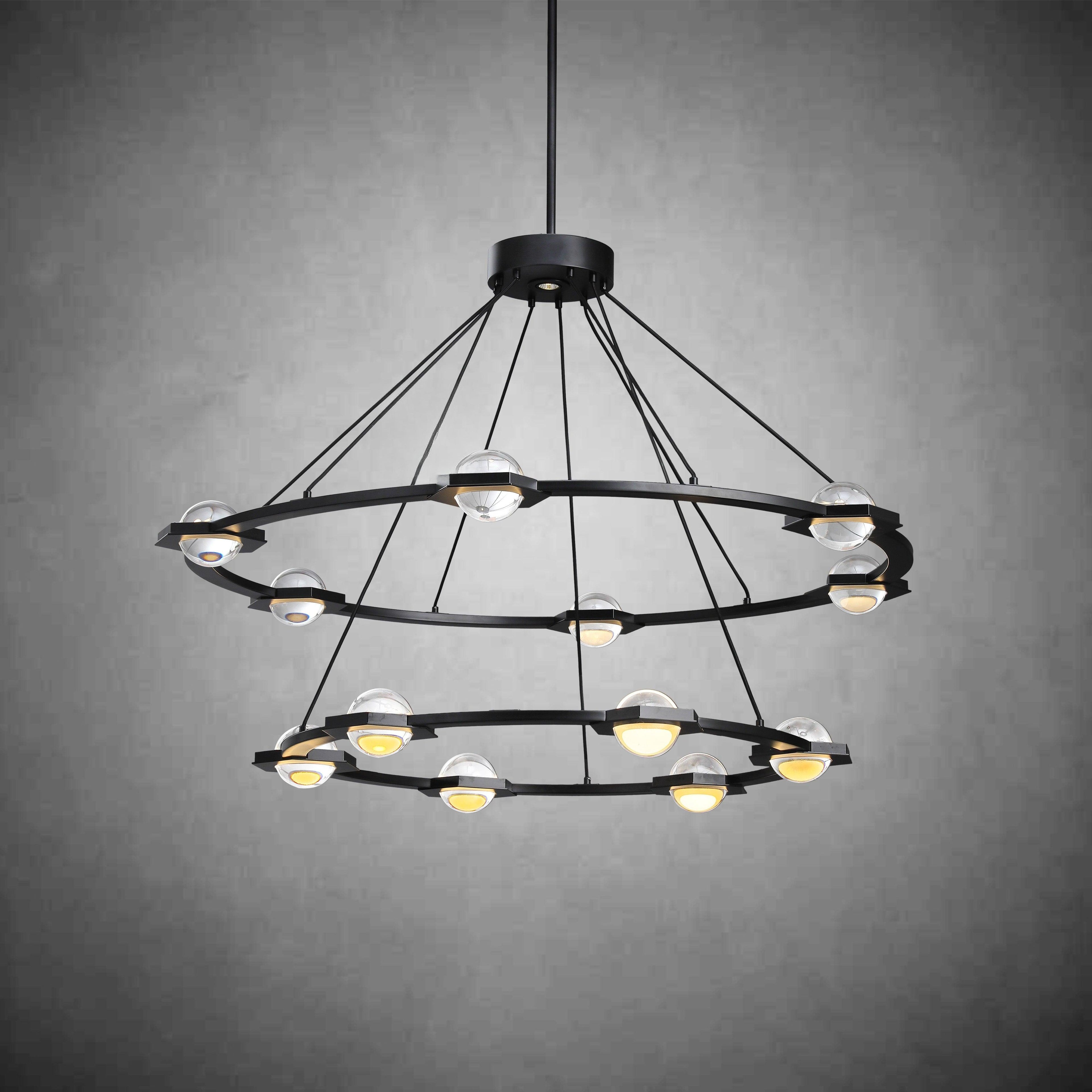 48 Inch Globe Crystal Tiered Ring Chandelier - Eclatant