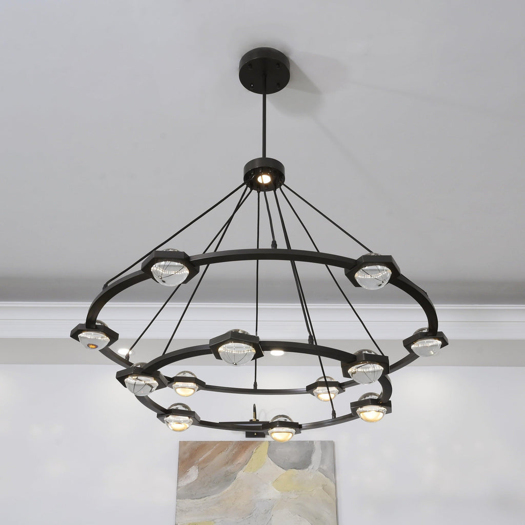 48 Inch Globe Crystal Tiered Ring Chandelier - Eclatant