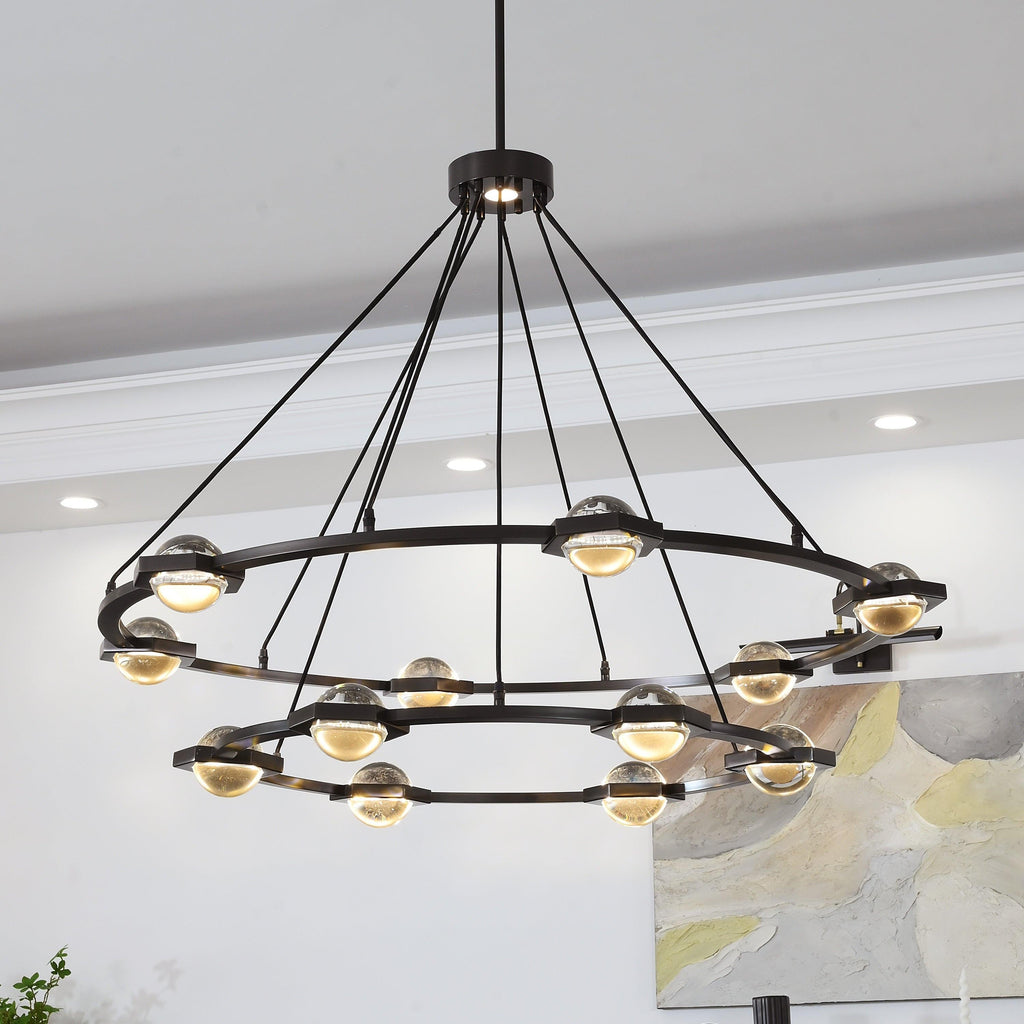 48 Inch Globe Crystal Tiered Ring Chandelier - Eclatant