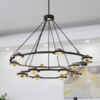 48 Inch Globe Crystal Tiered Ring Chandelier - Eclatant