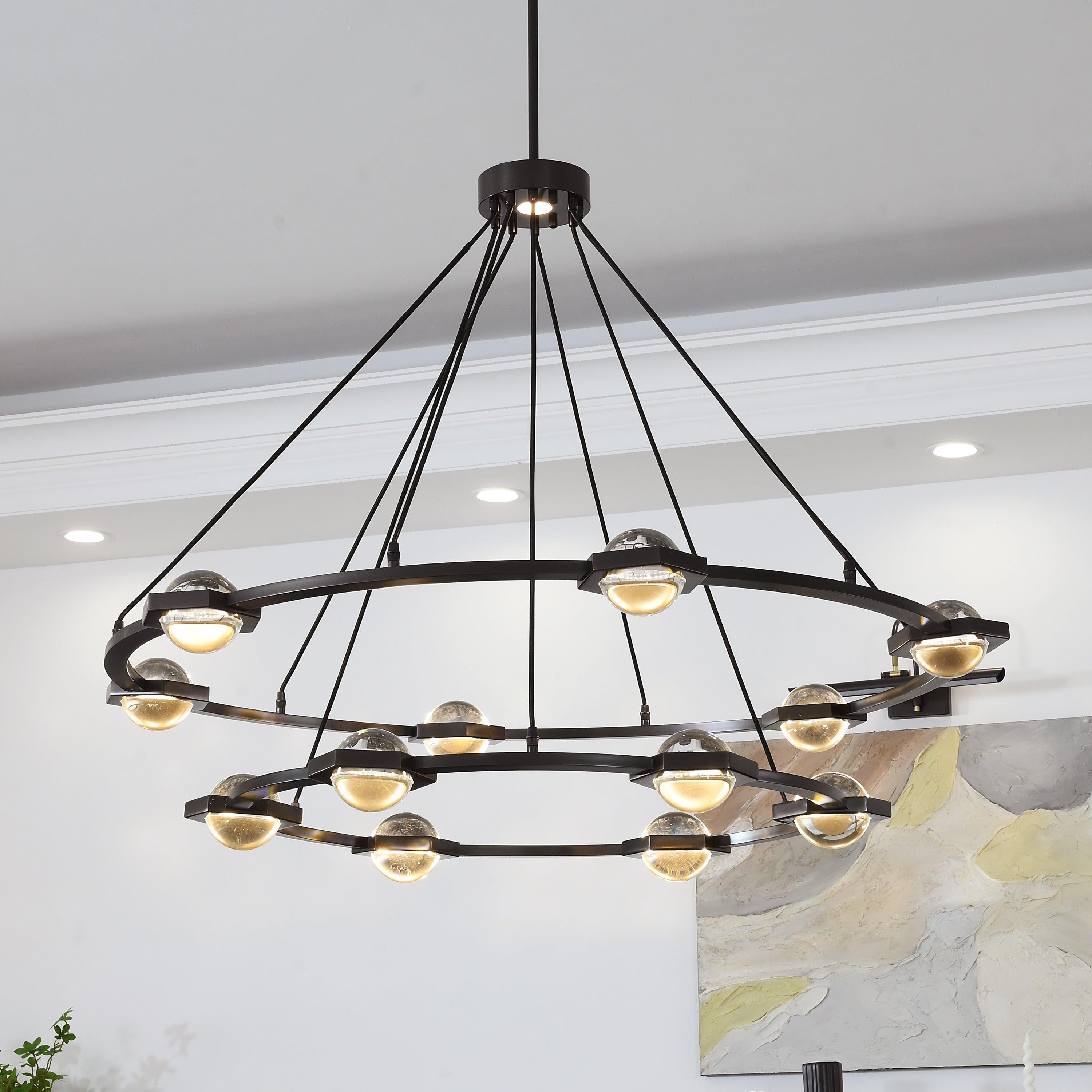 48 Inch Globe Crystal Tiered Ring Chandelier - Eclatant