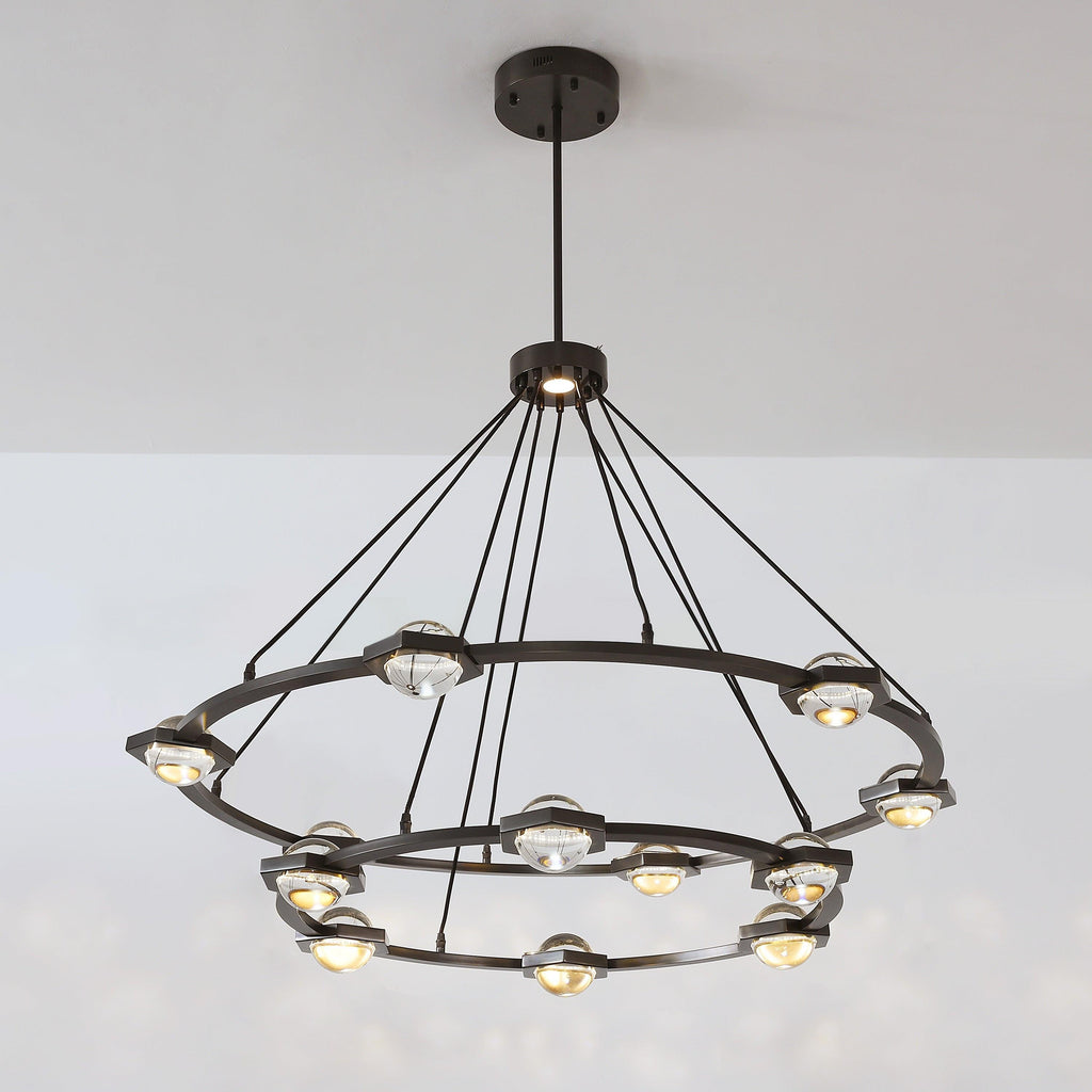 48 Inch Globe Crystal Tiered Ring Chandelier - Eclatant