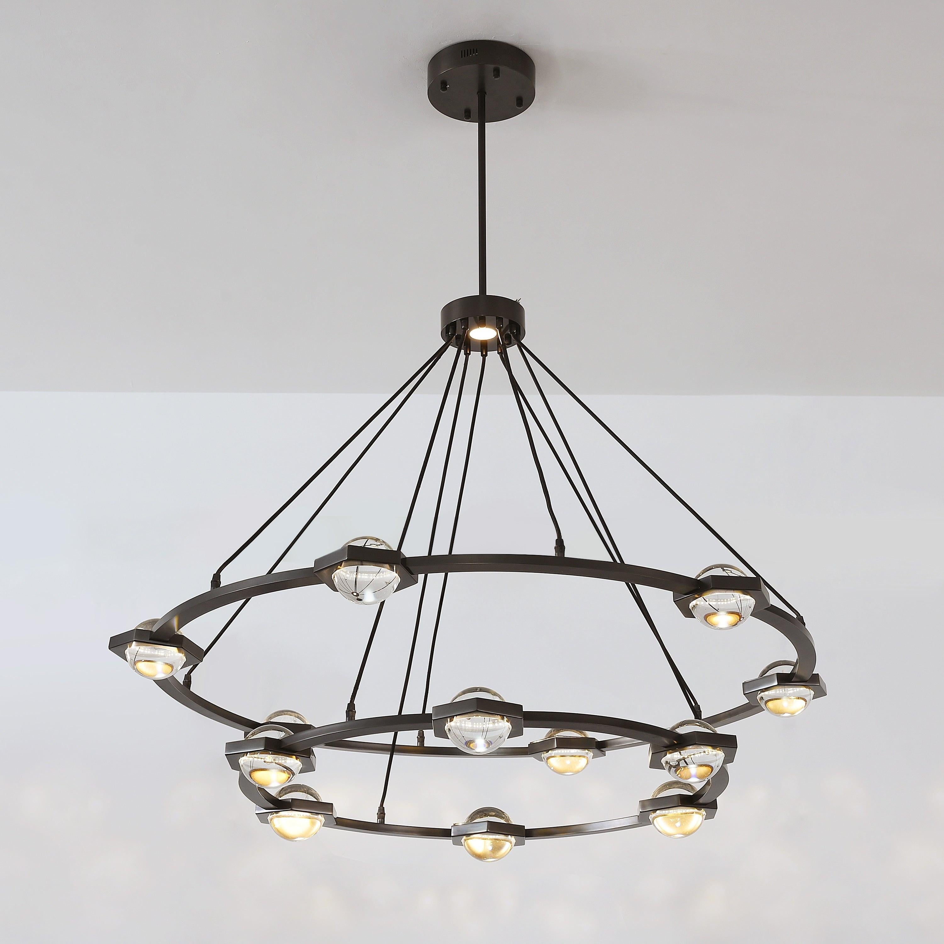 48 Inch Globe Crystal Tiered Ring Chandelier - Eclatant