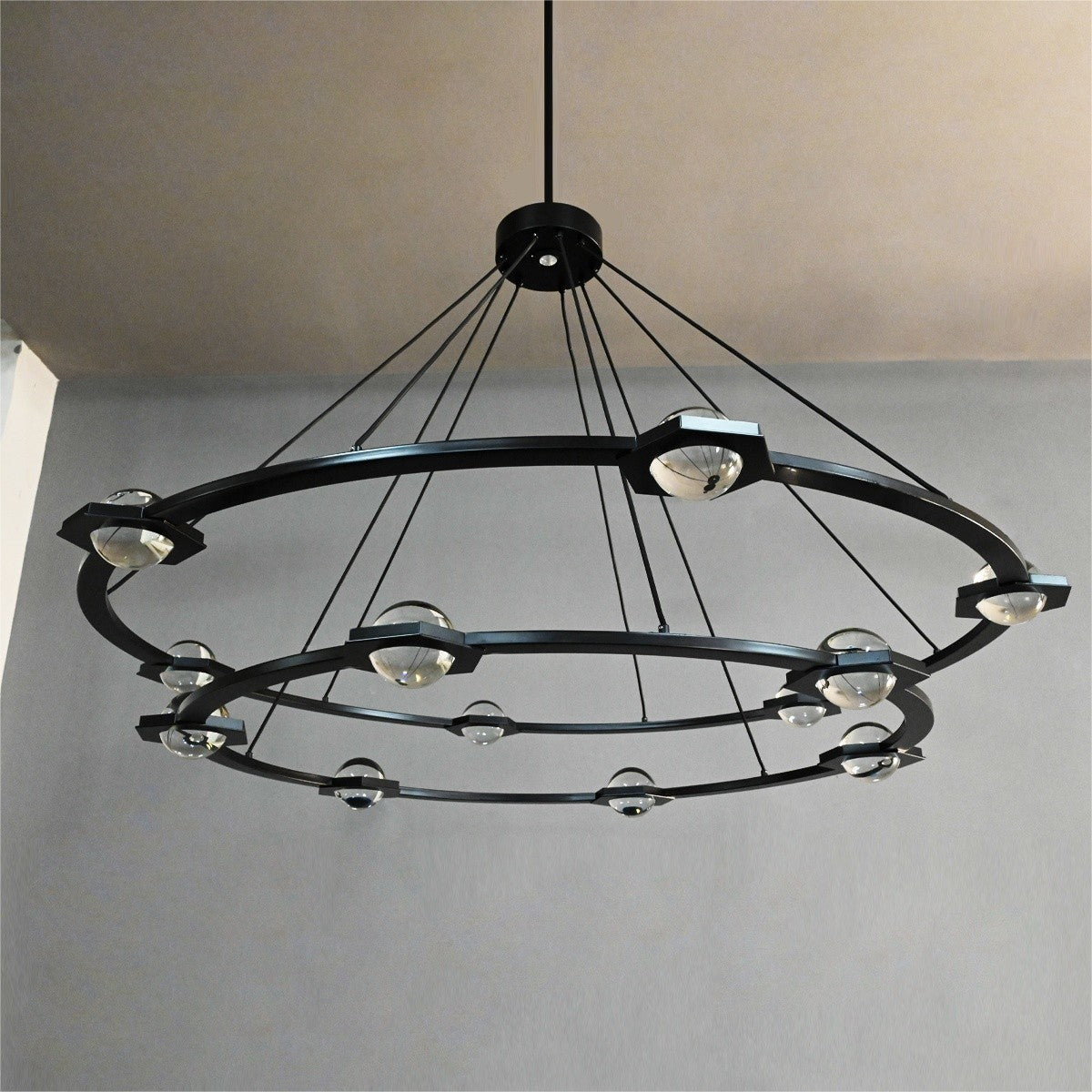 60 Inch Globe Crystal Tiered Ring Chandelier - Eclatant