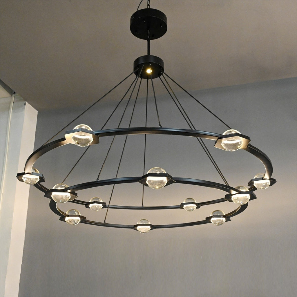 60 Inch Globe Crystal Tiered Ring Chandelier - Eclatant