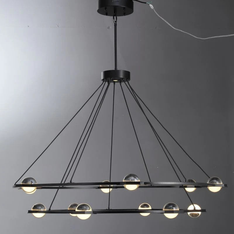 60 Inch Globe Crystal Tiered Ring Chandelier - Eclatant