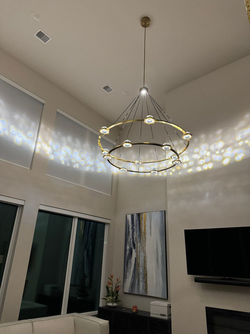 48 Inch Globe Crystal Tiered Ring Chandelier - Eclatant