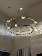 60 Inch Globe Crystal Tiered Ring Chandelier - Eclatant