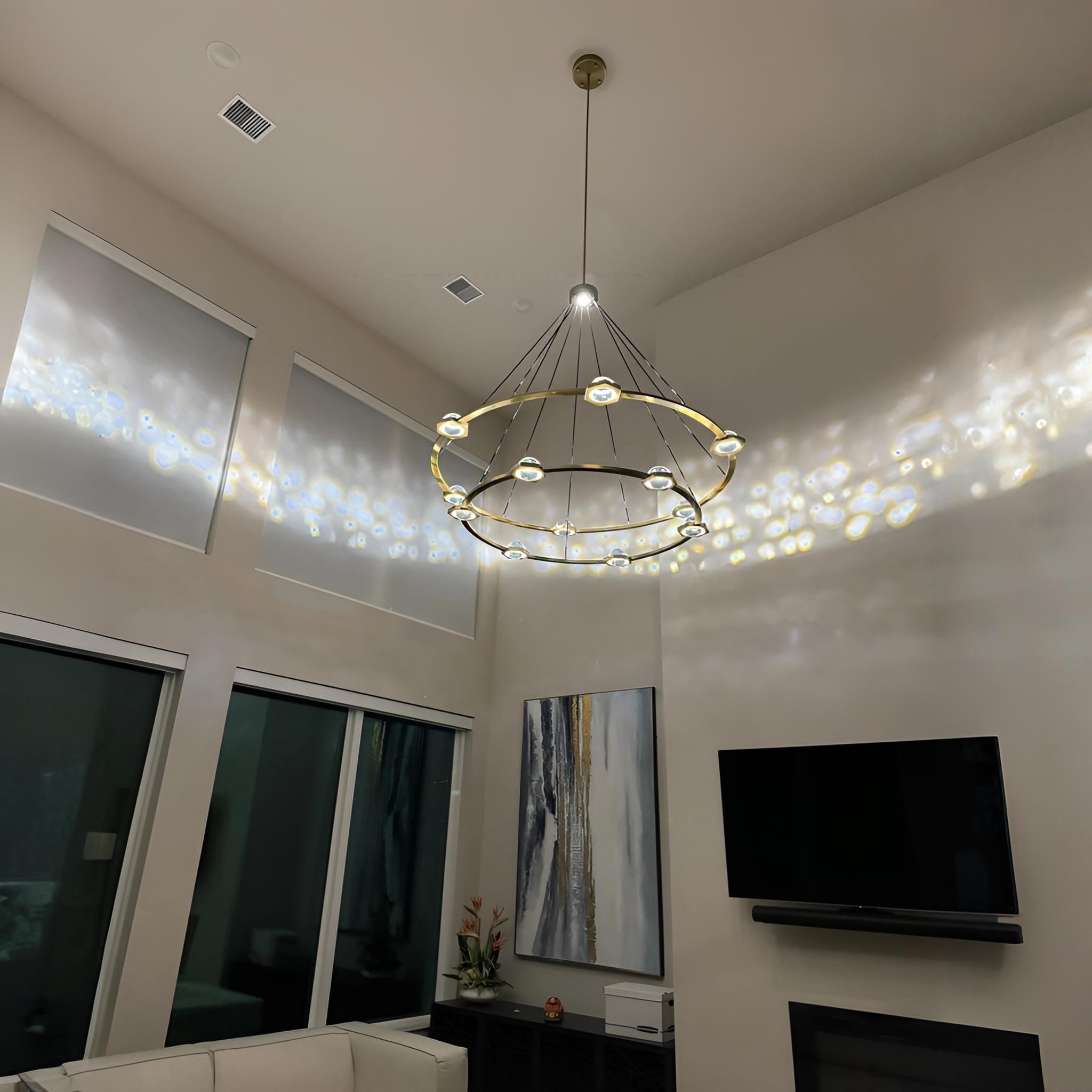 60 Inch Globe Crystal Tiered Ring Chandelier - Eclatant