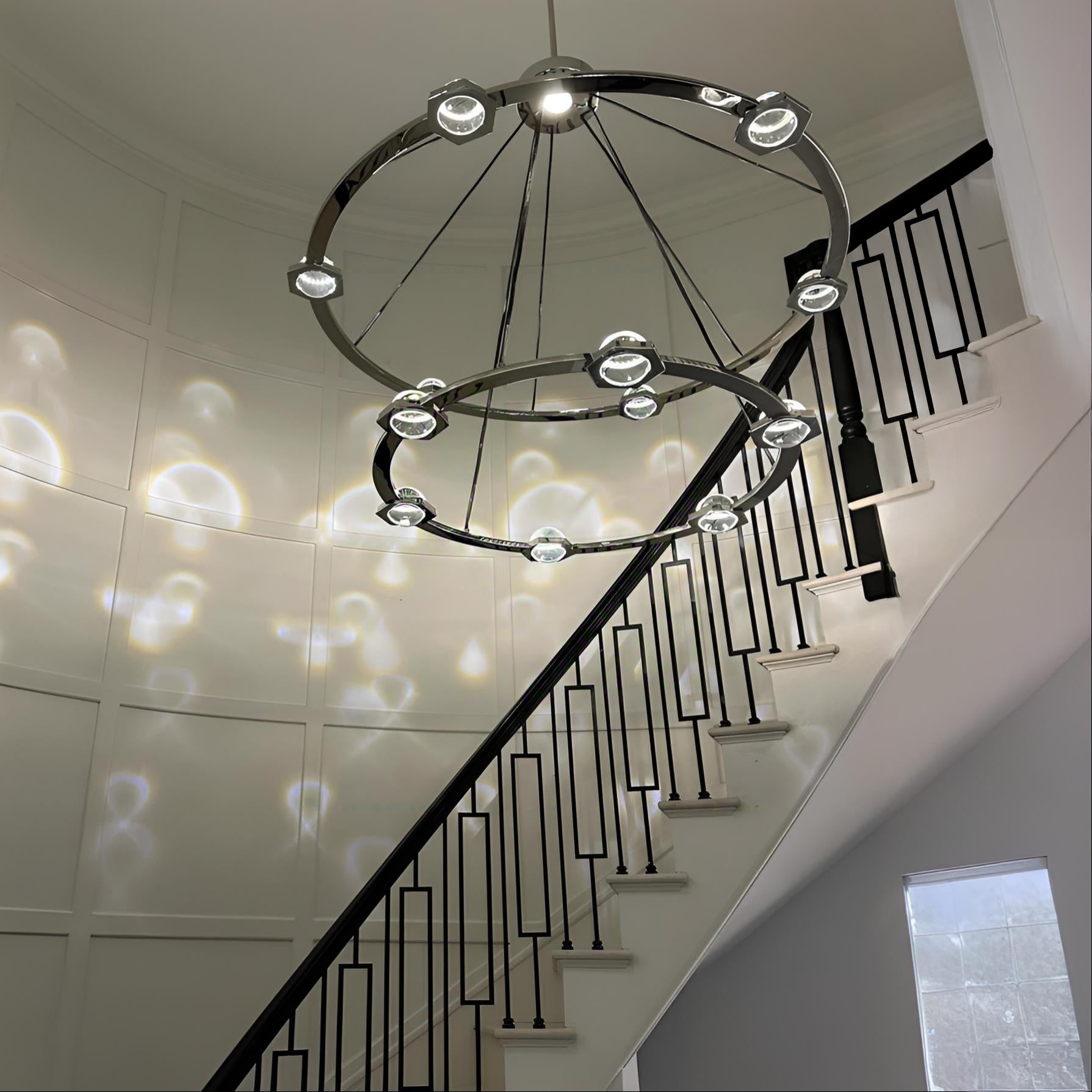 48 Inch Globe Crystal Tiered Ring Chandelier - Eclatant