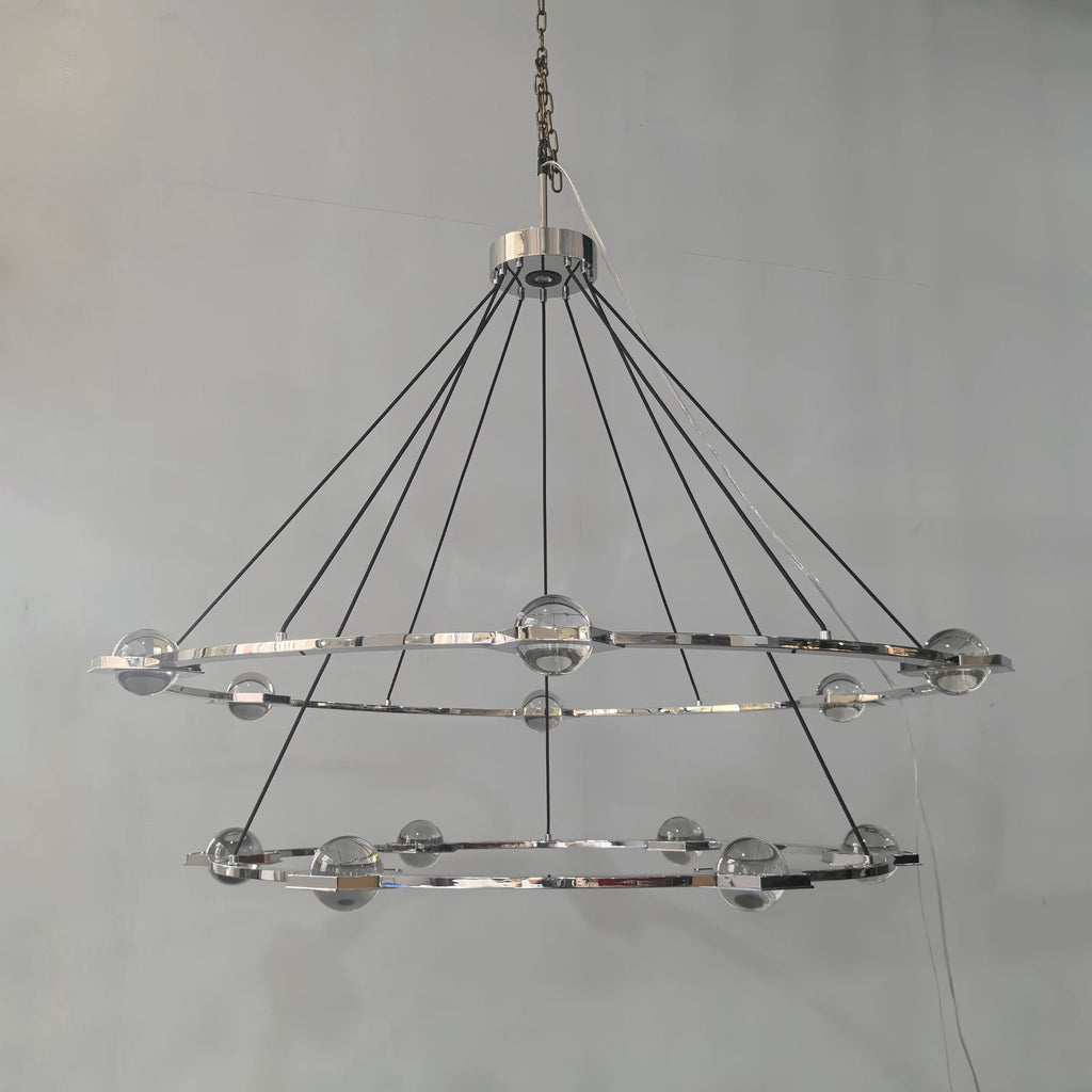 60 Inch Tiered Crystal Globe Ring Chandelier - Eclatant