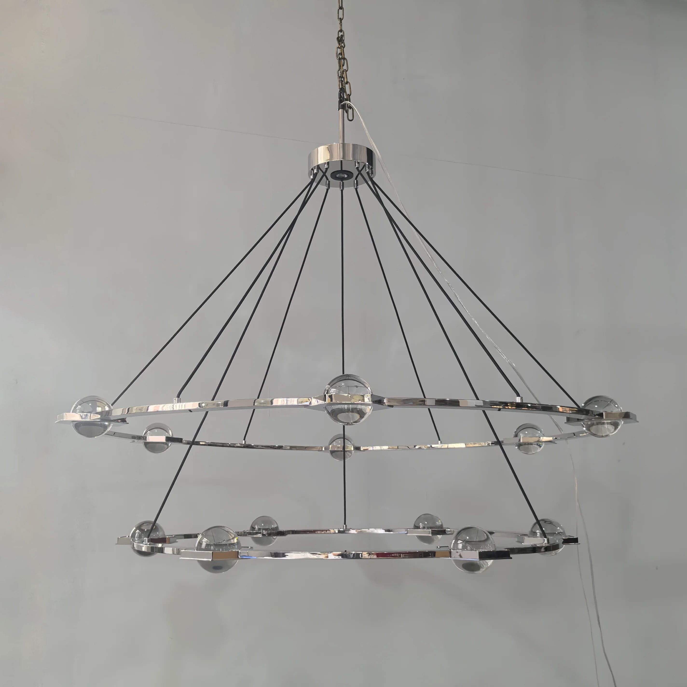 60 Inch Tiered Crystal Globe Ring Chandelier - Eclatant