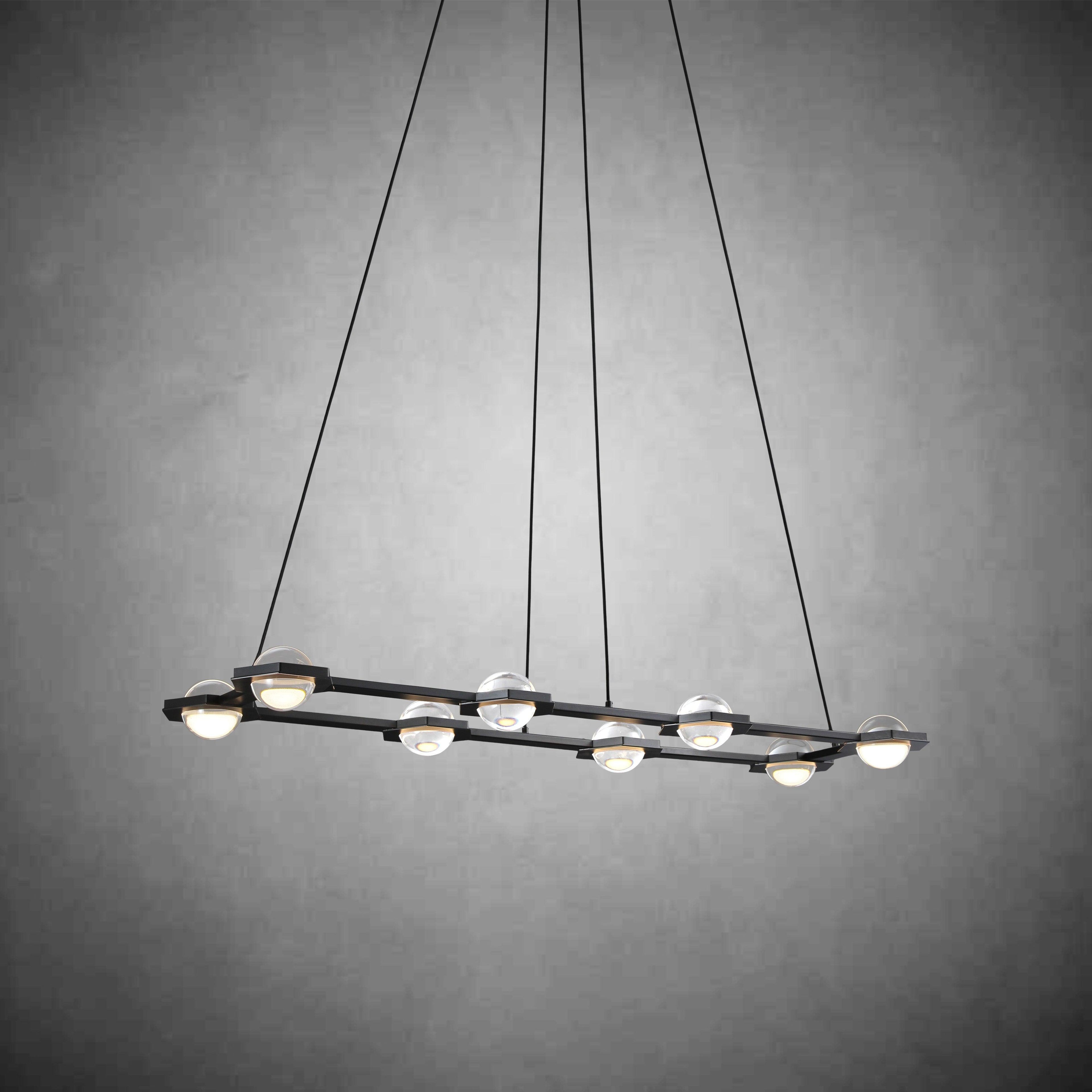 54 Inch Globe Crystal Rectangular Chandelier - Eclatant