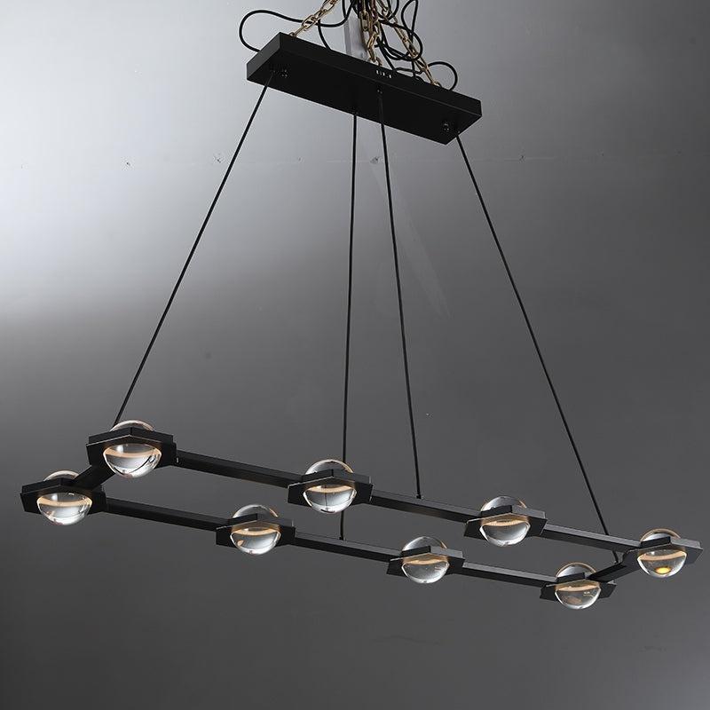 54 Inch Globe Crystal Rectangular Chandelier - Eclatant