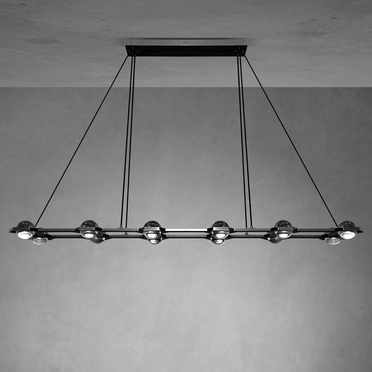 72 Inch Globe Crystal Rectangular Chandelier - Eclatant