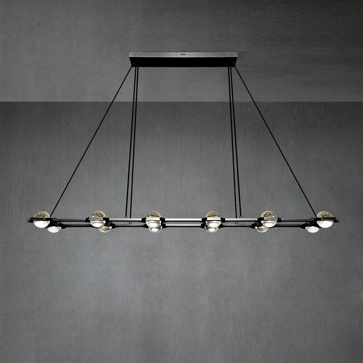 72 Inch Globe Crystal Rectangular Chandelier - Eclatant