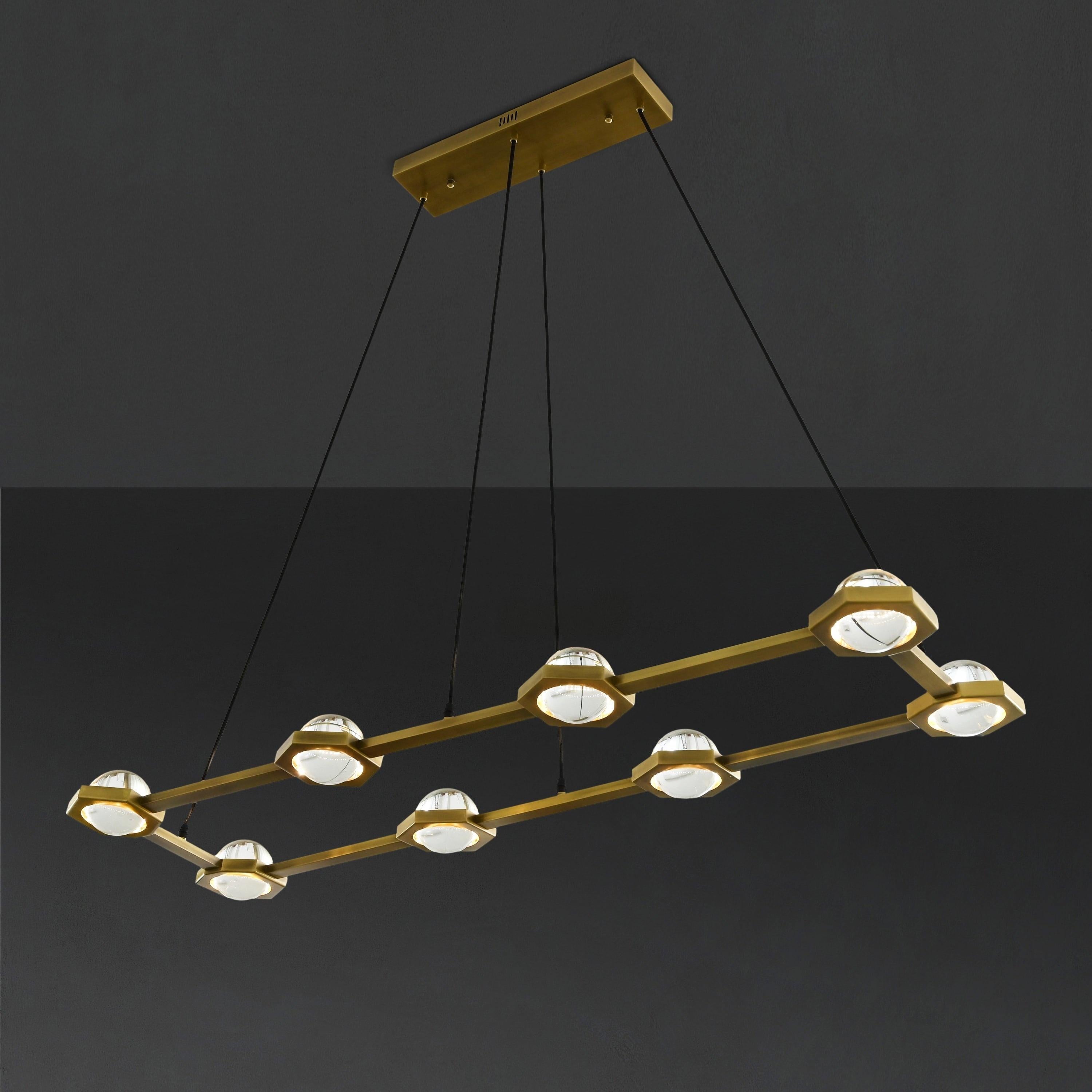 54 Inch Globe Crystal Rectangular Chandelier - Eclatant