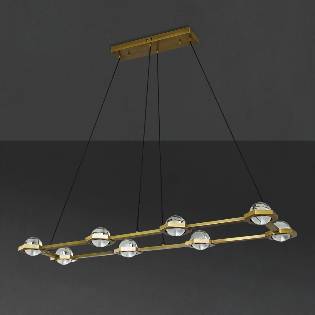54 Inch Globe Crystal Rectangular Chandelier - Eclatant