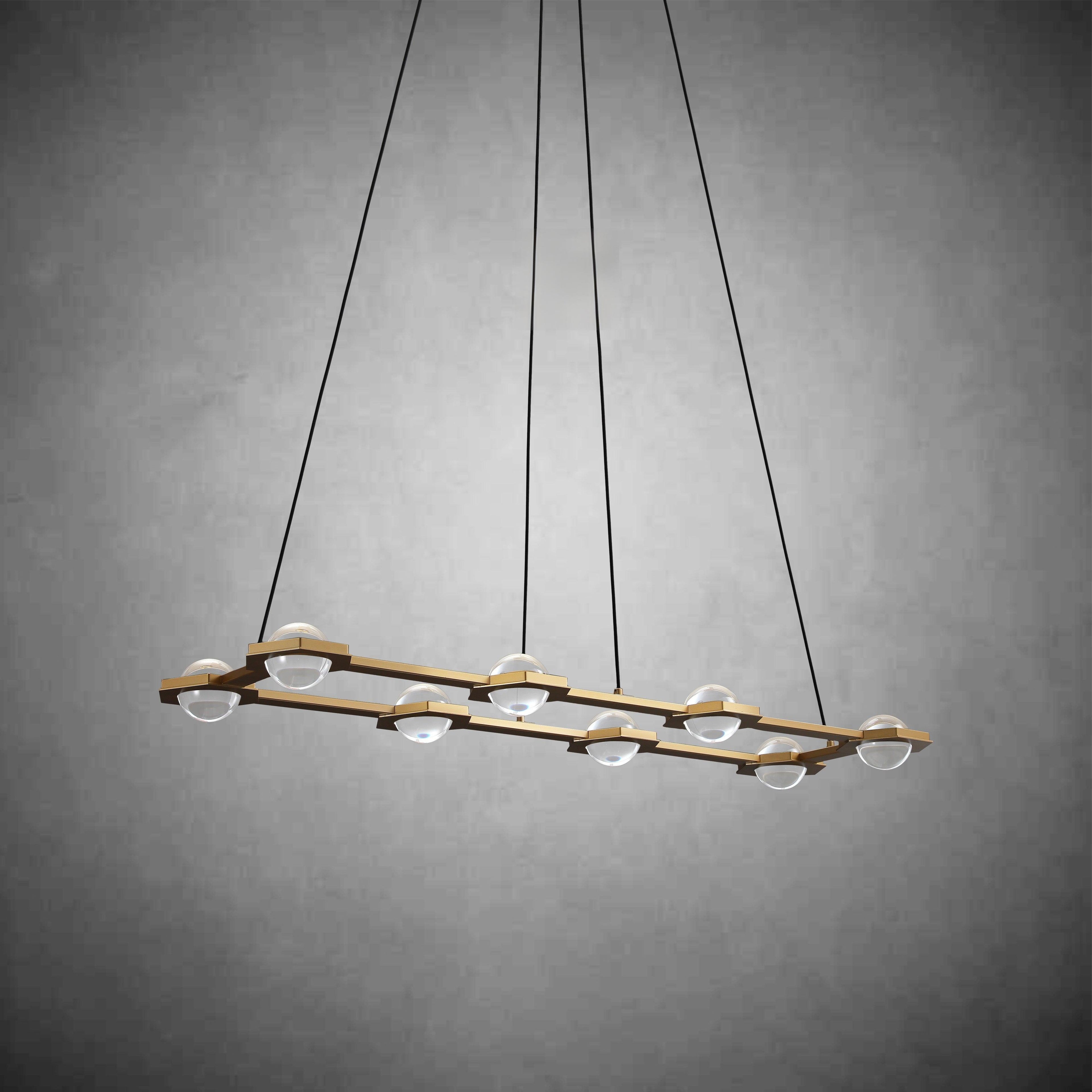 54 Inch Globe Crystal Rectangular Chandelier - Eclatant