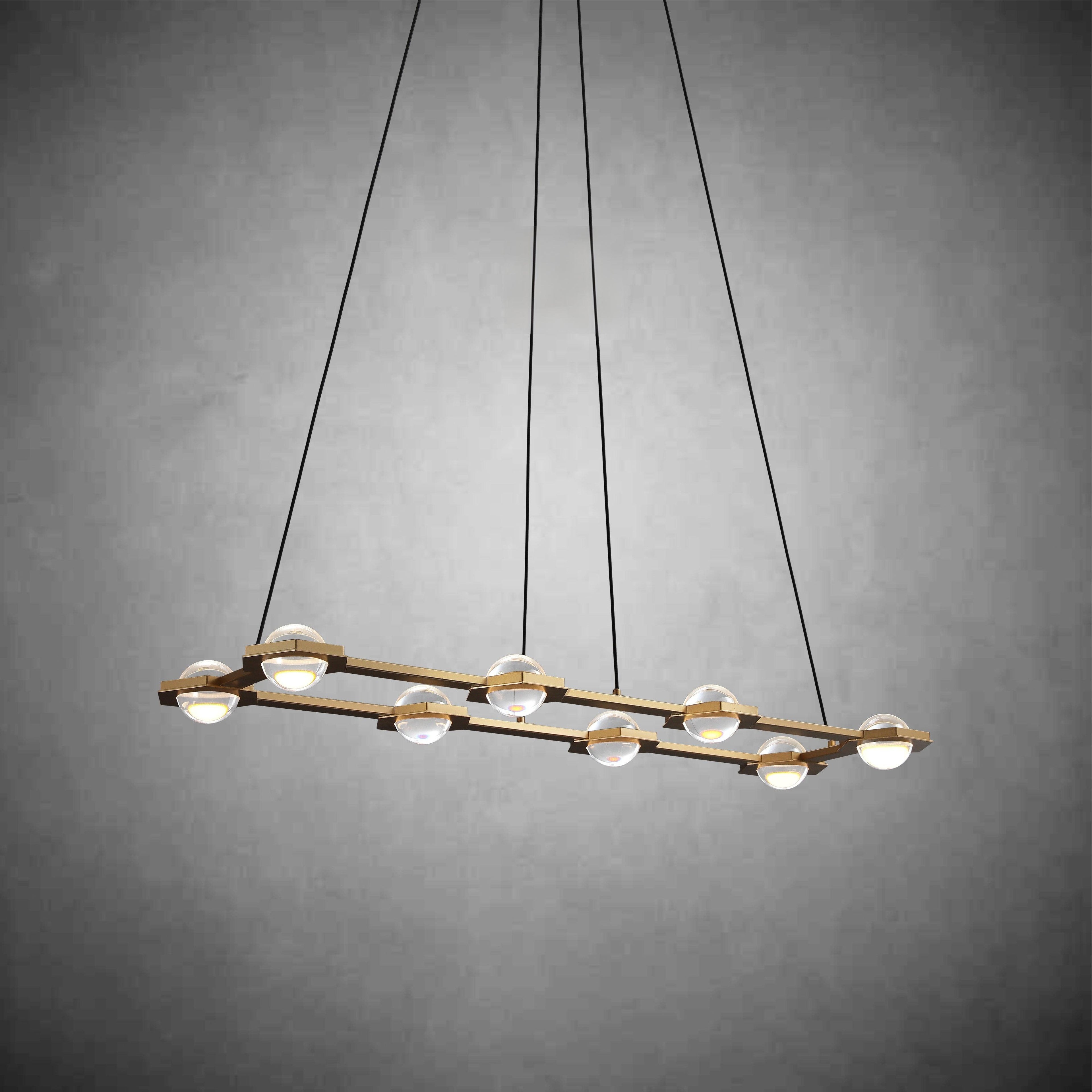 54 Inch Globe Crystal Rectangular Chandelier - Eclatant
