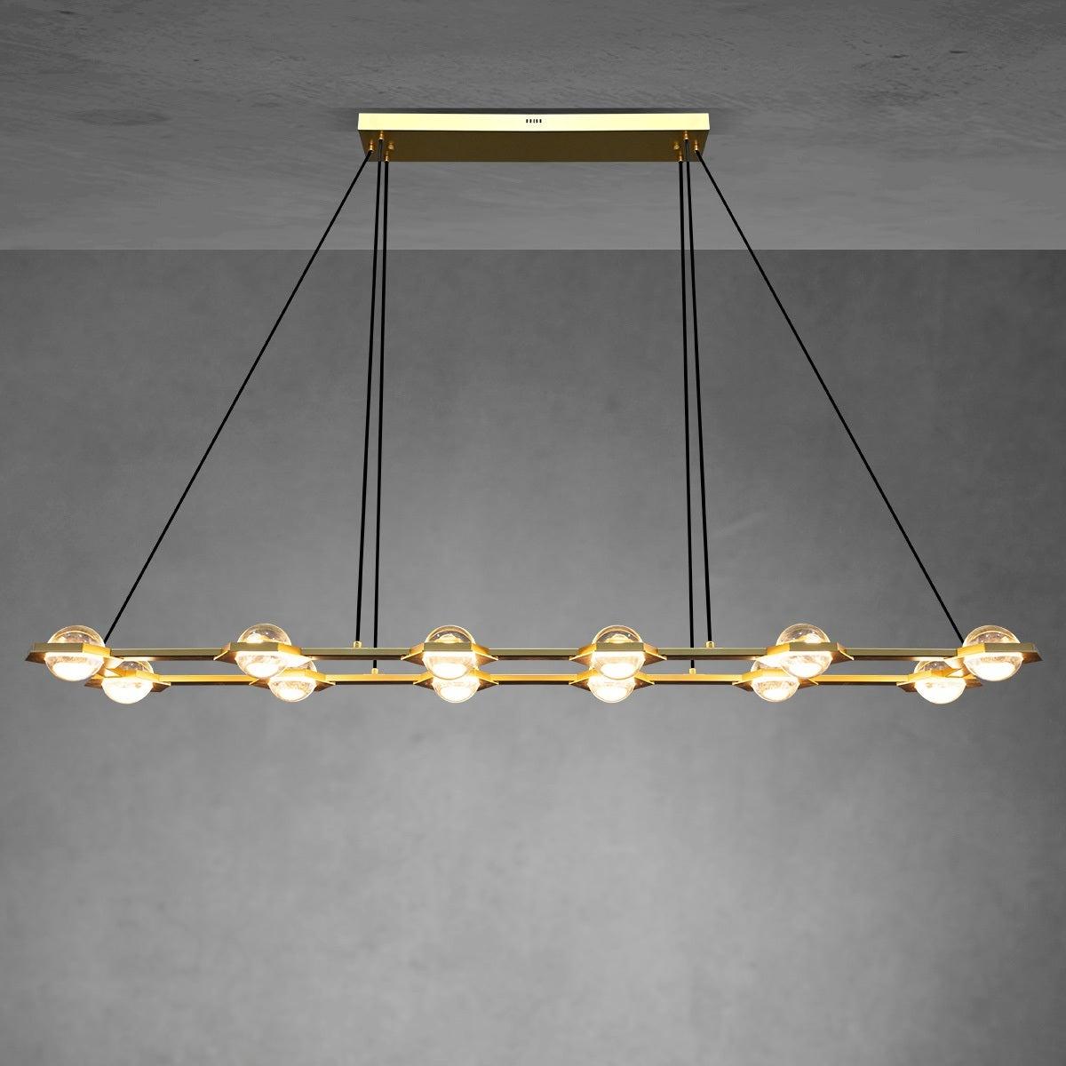 72 Inch Globe Crystal Rectangular Chandelier - Eclatant