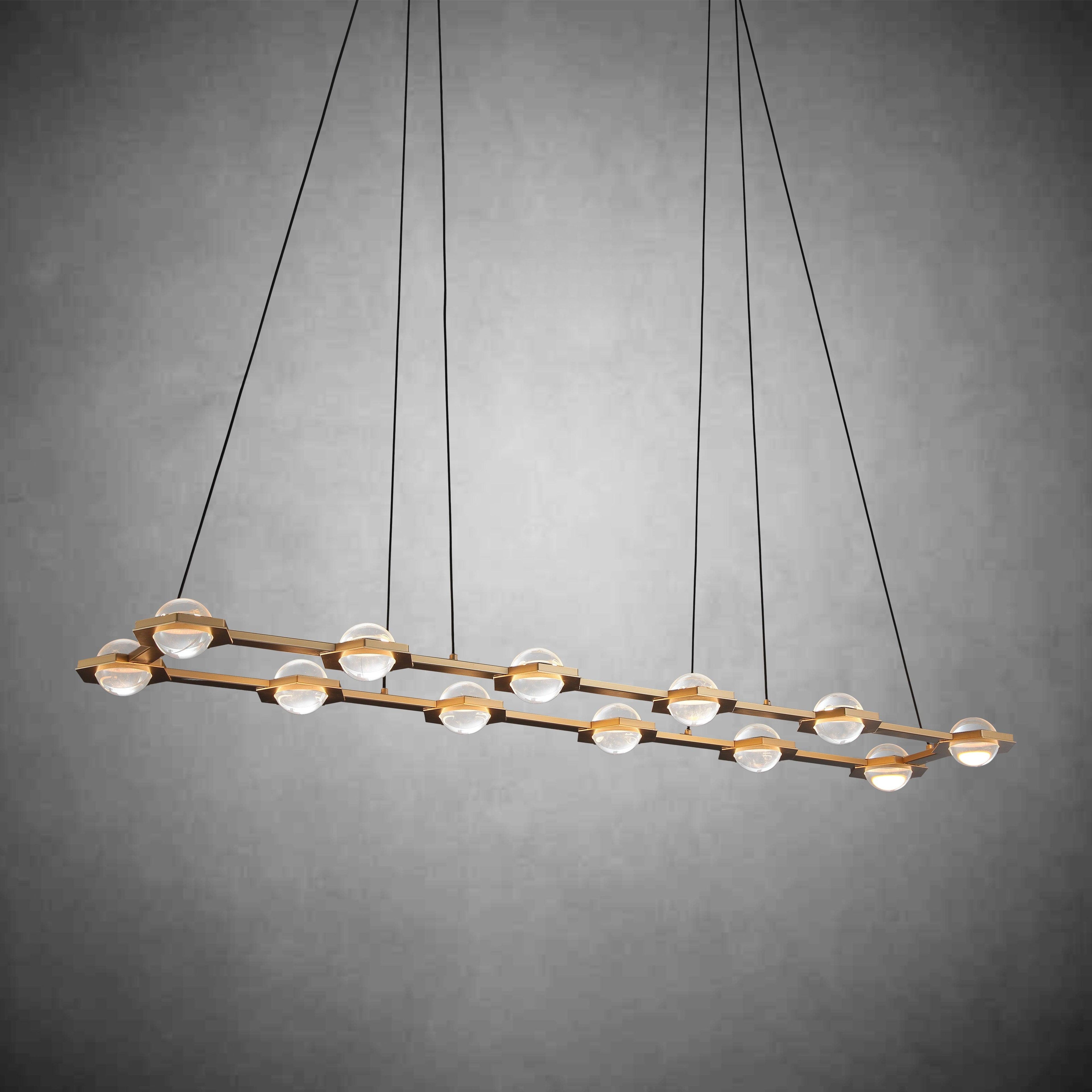 72 Inch Globe Crystal Rectangular Chandelier - Eclatant