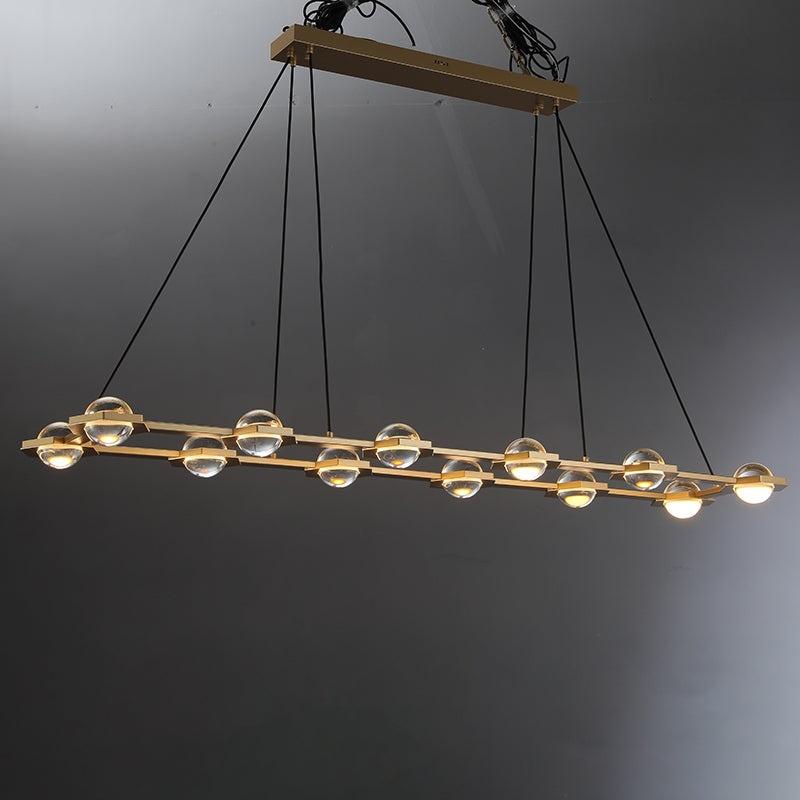 72 Inch Globe Crystal Rectangular Chandelier - Eclatant