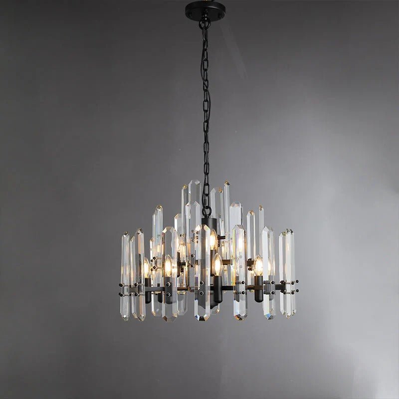 24 Inch Crystal Prism Candle Round Chandelier - Bonnington