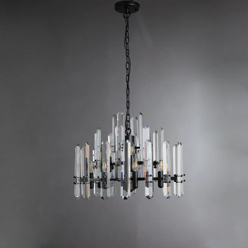 24 Inch Crystal Prism Candle Round Chandelier - Bonnington