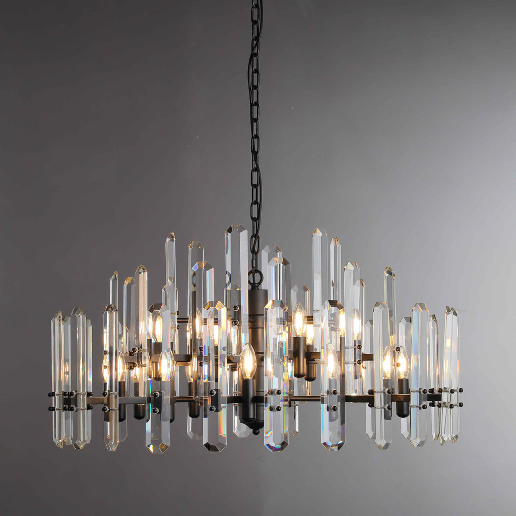 36 Inch Round Candle Crystal Chandelier - Bonnington