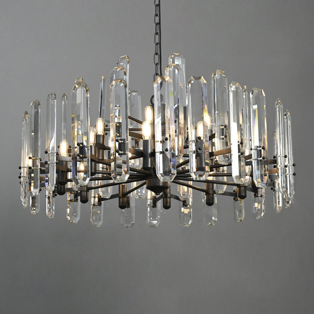 36 Inch Crystal Prism Candle Round Chandelier - Bonnington