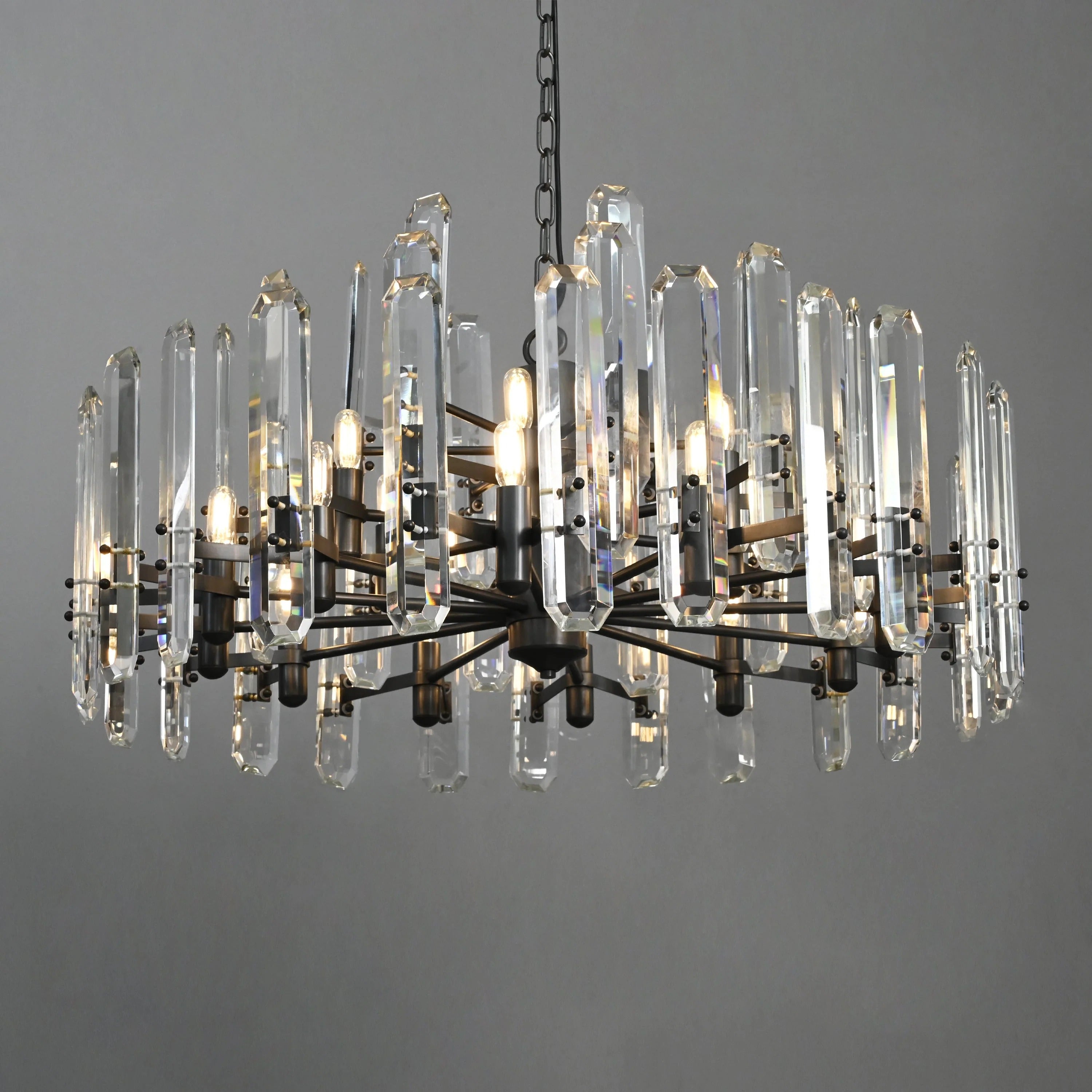 36 Inch Crystal Prism Candle Round Chandelier - Bonnington