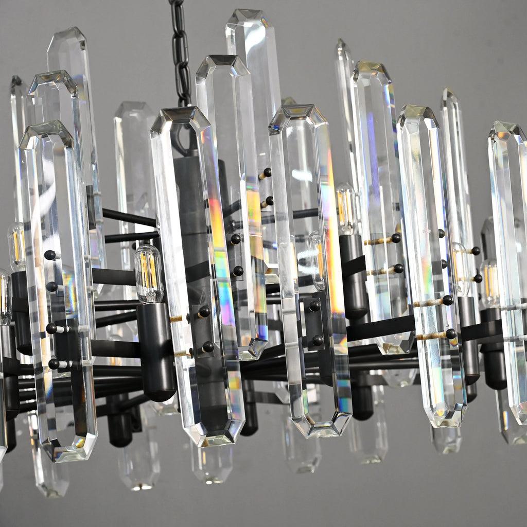 36 Inch Crystal Prism Candle Round Chandelier - Bonnington