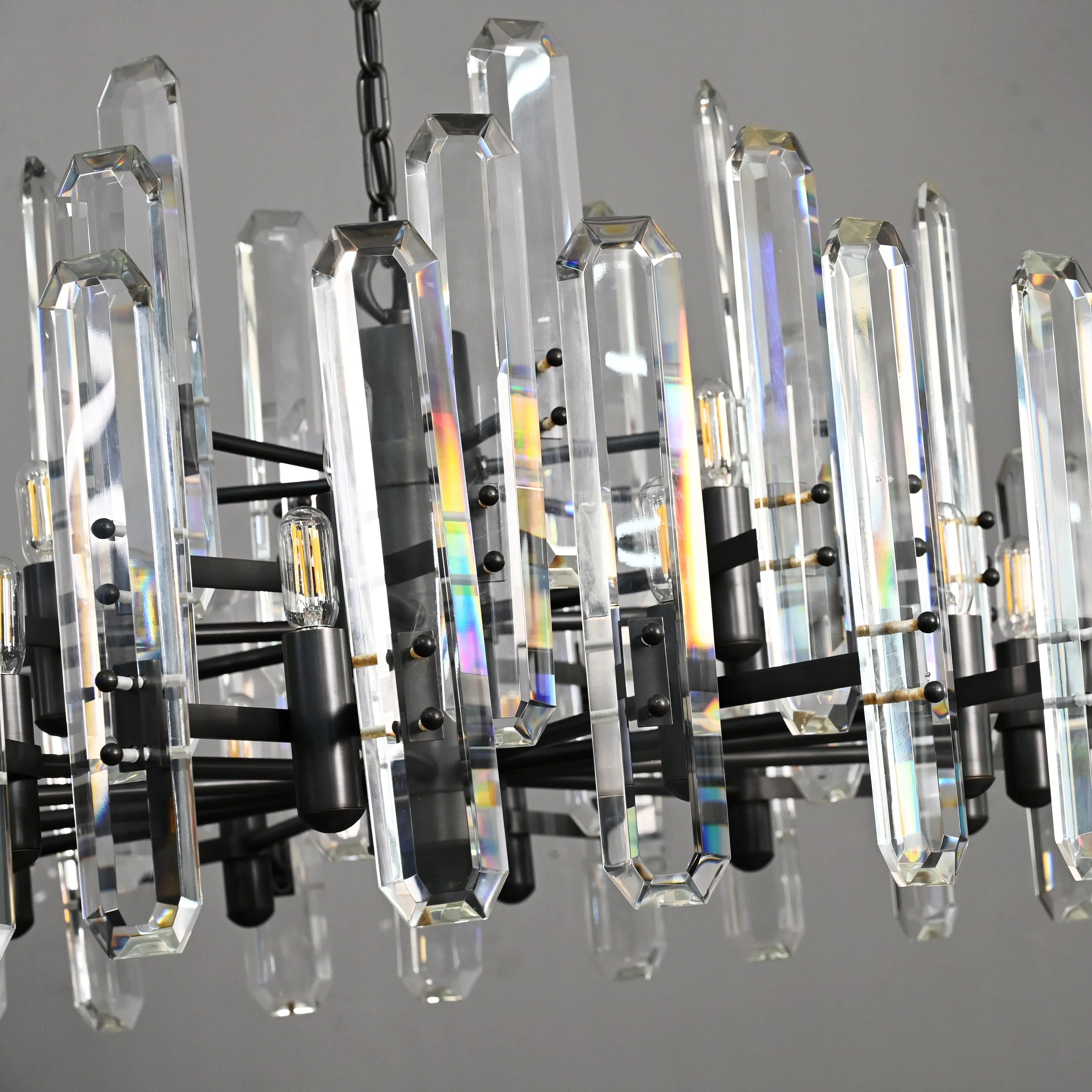 36 Inch Crystal Prism Candle Round Chandelier - Bonnington